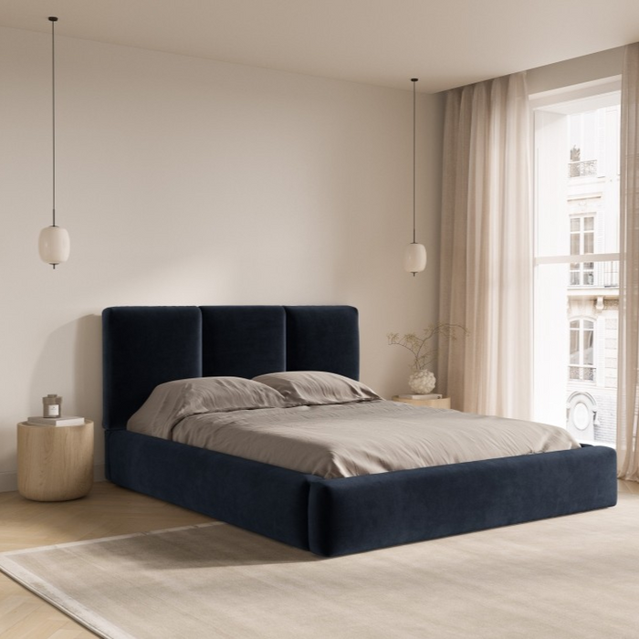 Windsor & Co Horizon Bedframe met Opbergvak - 180 x 200 cm - Fluweel - Donkerblauw