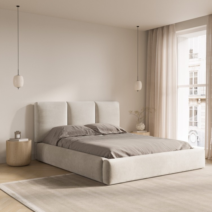 Windsor & Co Horizon Bedframe met Opbergvak - 160 x 200 cm - Fluweel - Crème