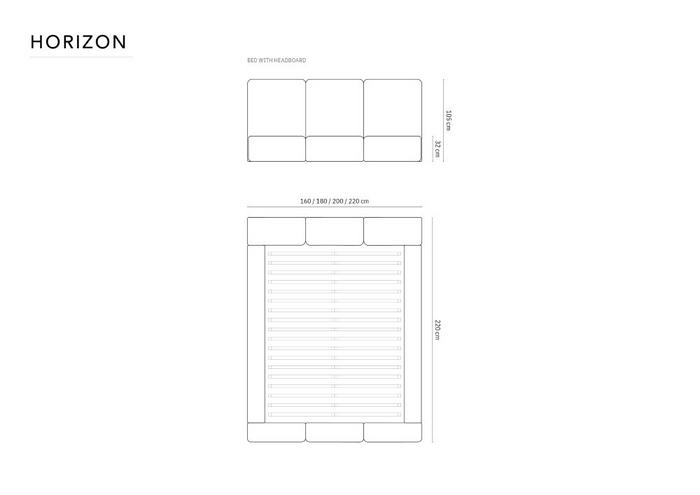 Windsor & Co Horizon Bedframe met Opbergvak - 160 x 200 cm - Fluweel - Crème