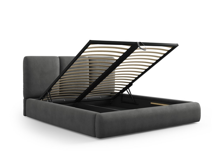 Windsor & Co Horizon Bedframe met Opbergvak - 160 x 200 cm - Chenille - Donkergrijs