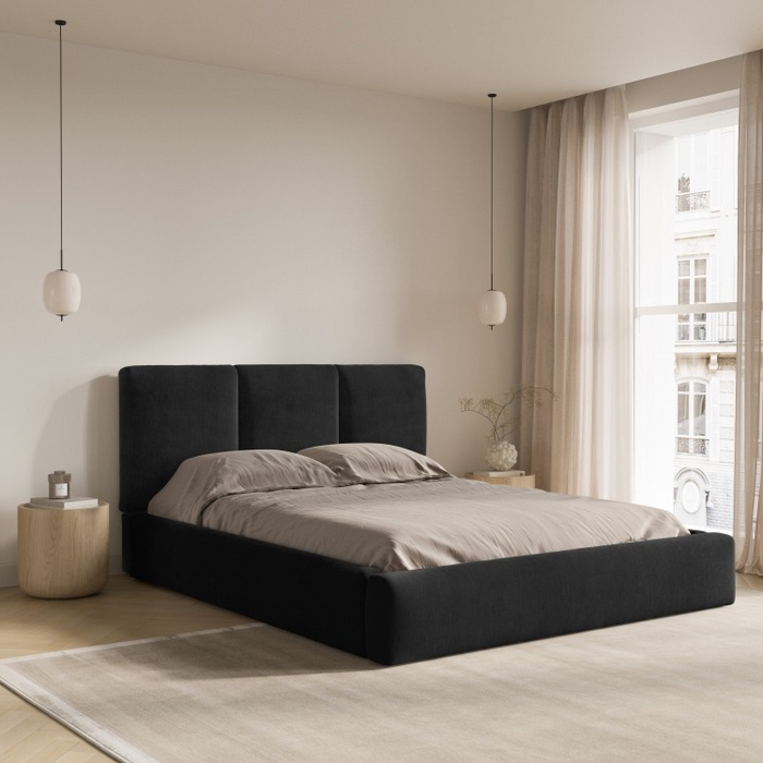 Windsor & Co Horizon Bedframe met Opbergvak - 180 x 200 cm - Chenille - Zwart