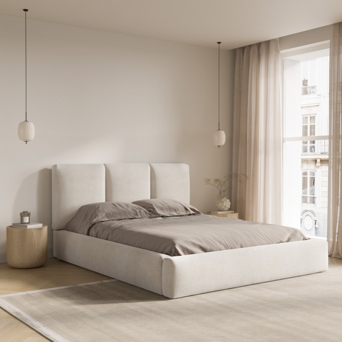 Windsor & Co Horizon Bedframe met Opbergvak - 140 x 200 cm - Chenille - Beige