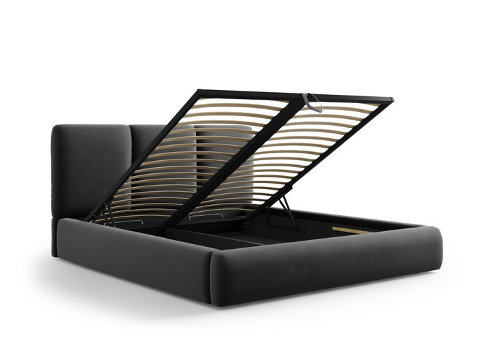 Windsor & Co Horizon Bedframe met Opbergvak - 160 x 200 cm - Fluweel - Donkergrijs