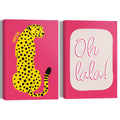 Reinders - Oh La La Leopard Pink - Canvas Schilderijen set 2x 30x20cm