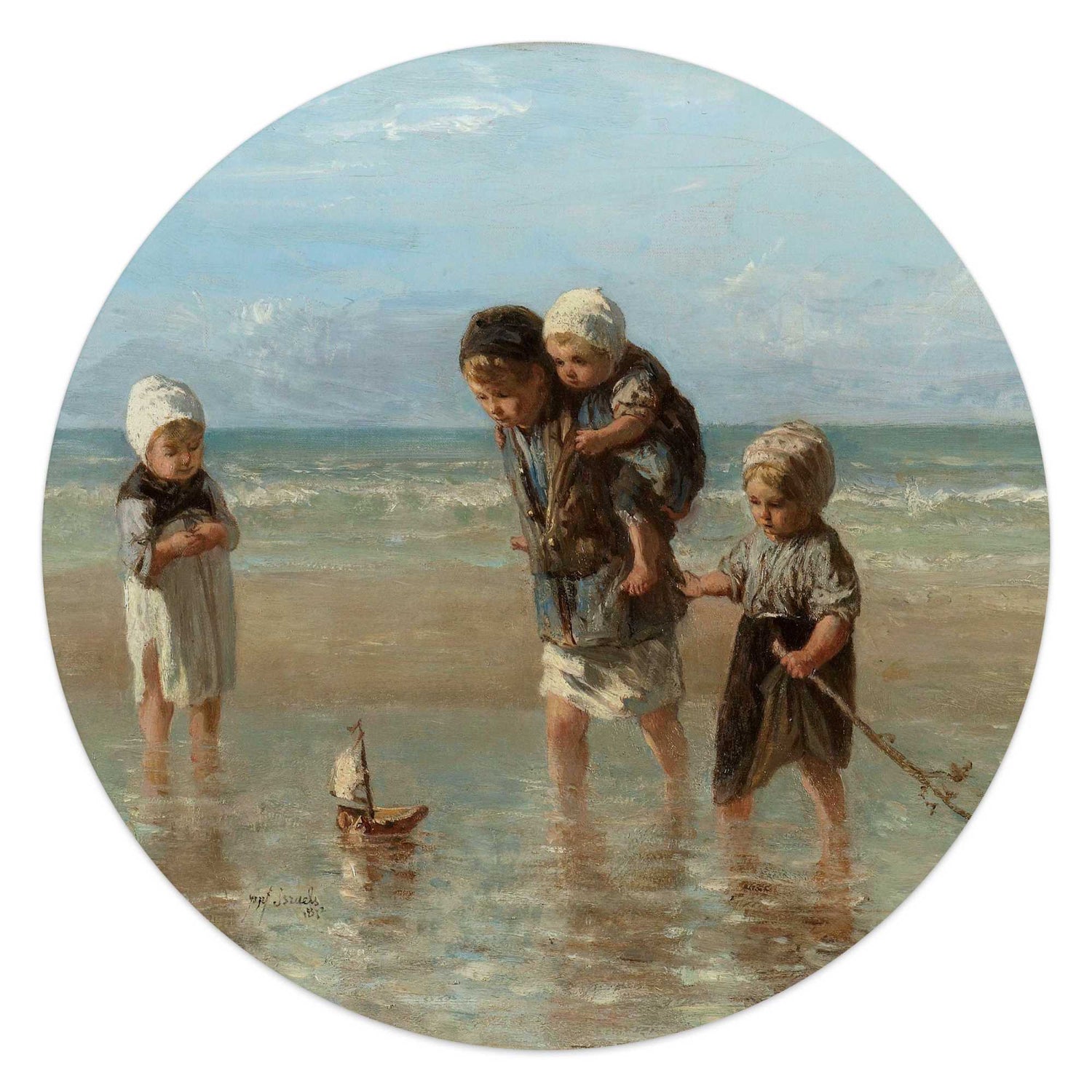 Reinders - Jozef Israels Kinderen der zee - Glasschilderij Ø 50 cm