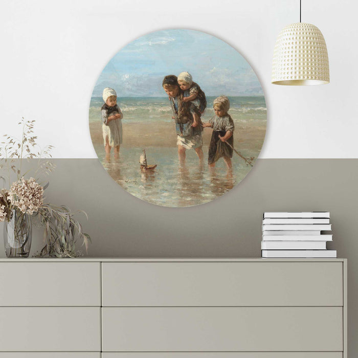 Reinders - Jozef Israels Kinderen der zee - Glasschilderij Ø 50 cm
