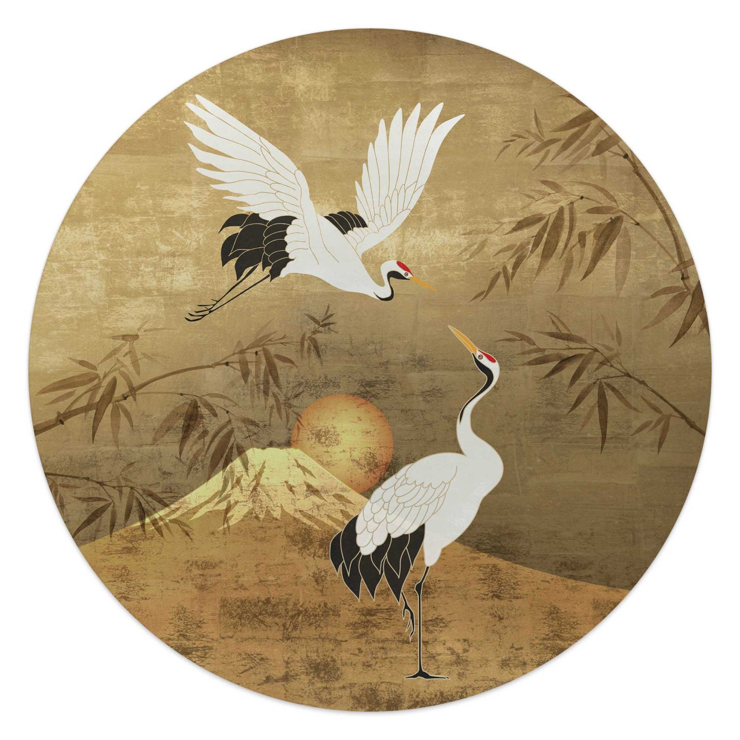 Reinders - Japanese Cranebirds - Glasschilderij Ø 50 cm