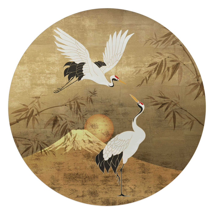 Reinders - Japanese Cranebirds - Glasschilderij Ø 70 cm