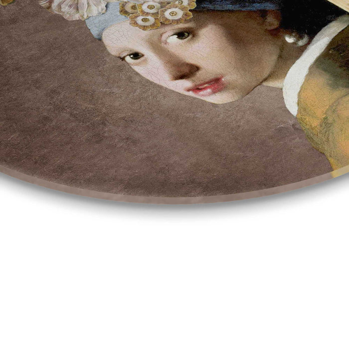 Reinders - Pearl Girl Flowers - Glasschilderij Ø 70 cm