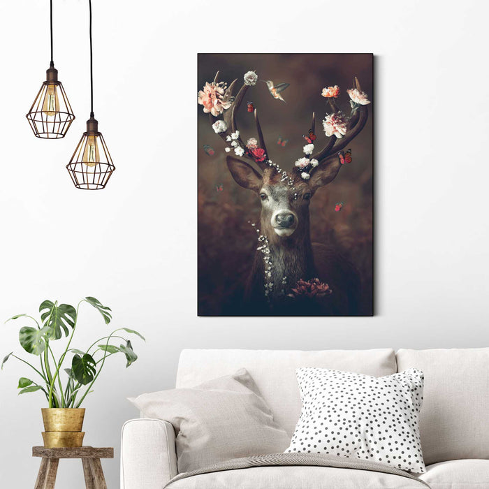 Reinders - Fauna Flora Deer - Schilderij 90x60cm Zwart
