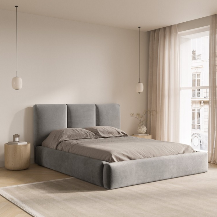 Windsor & Co Horizon Bedframe met Opbergvak - 180 x 200 cm - Fluweel - Grijs