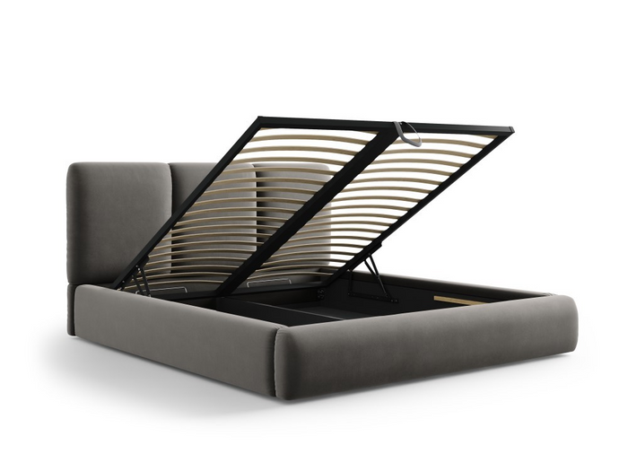 Windsor & Co Horizon Bedframe met Opbergvak - 160 x 200 cm - Fluweel - Grijs