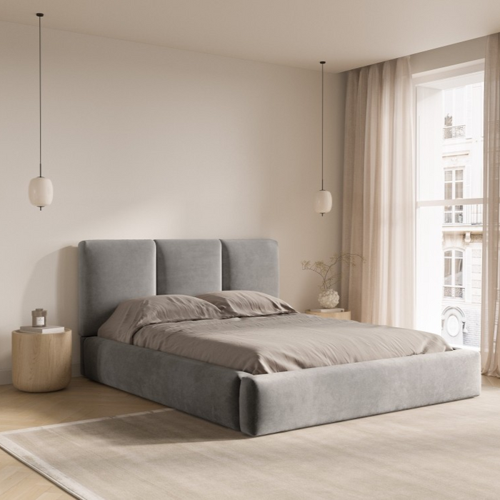 Windsor & Co Horizon Bedframe met Opbergvak - 160 x 200 cm - Fluweel - Grijs