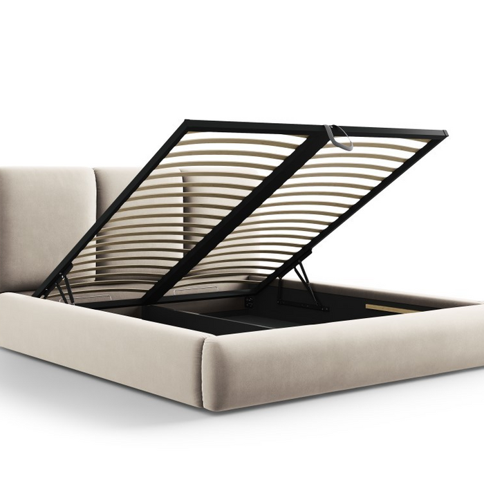 Windsor & Co Horizon Bedframe met Opbergvak - 200 x 200 cm - Fluweel - Crème