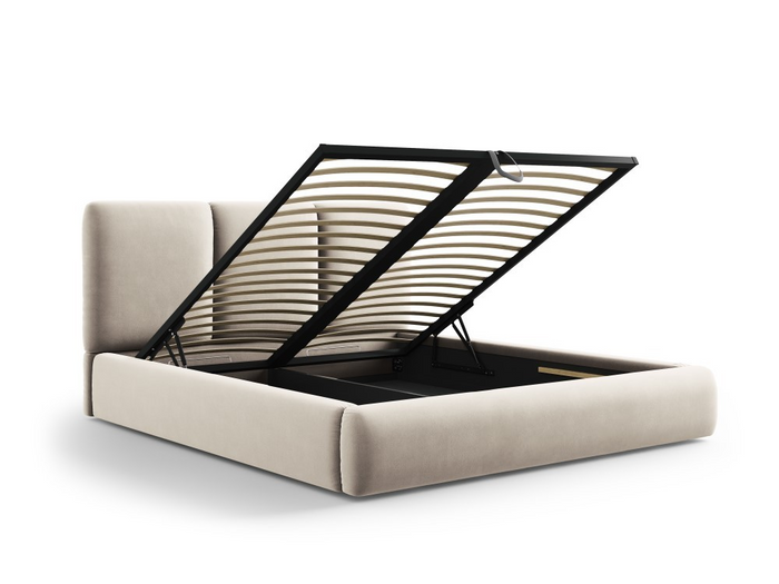 Windsor & Co Horizon Bedframe met Opbergvak - 200 x 200 cm - Fluweel - Crème