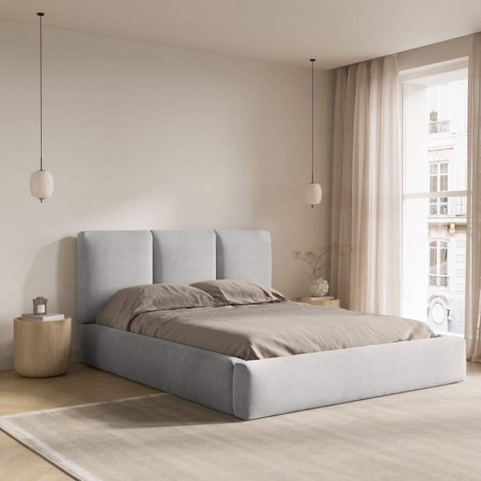 Windsor & Co Horizon Bedframe met Opbergvak - 140 x 200 cm - Chenille - Grijs