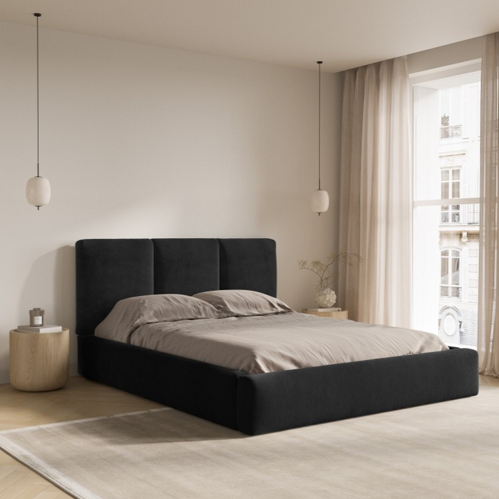 Windsor & Co Horizon Bedframe met Opbergvak - 140 x 200 cm - Chenille - Zwart