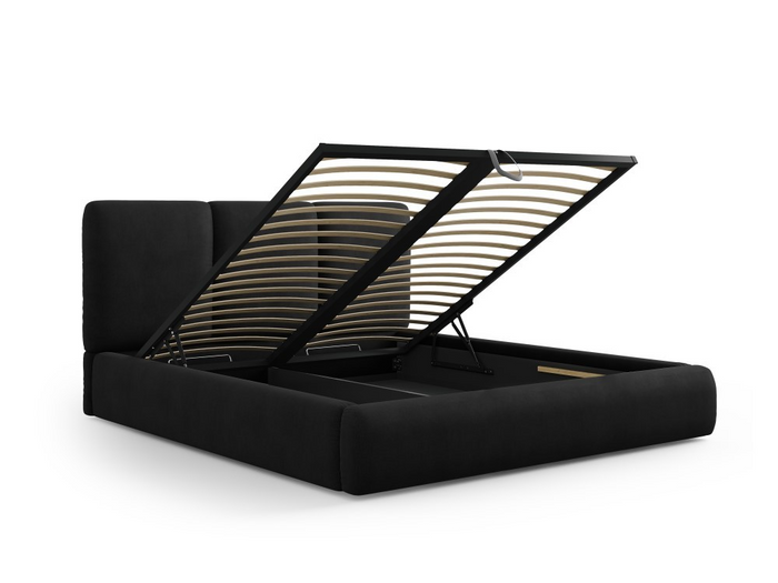 Windsor & Co Horizon Bedframe met Opbergvak - 160 x 200 cm - Chenille - Zwart