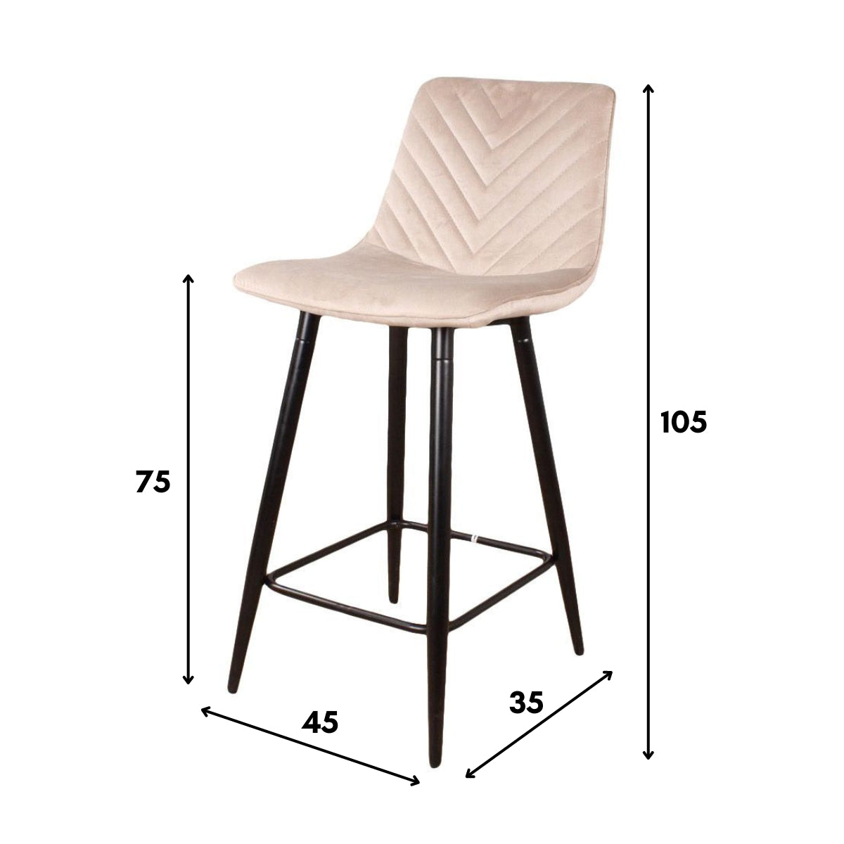 DS4U Gaby barkruk velvet 75 cm 2.0 - roze