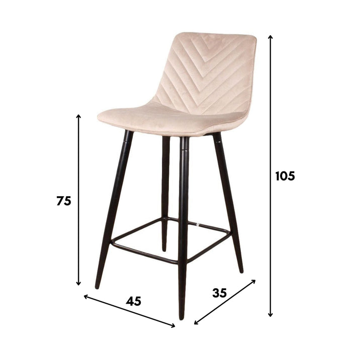 DS4U Gaby barkruk velvet 75 cm 2.0 - zwart