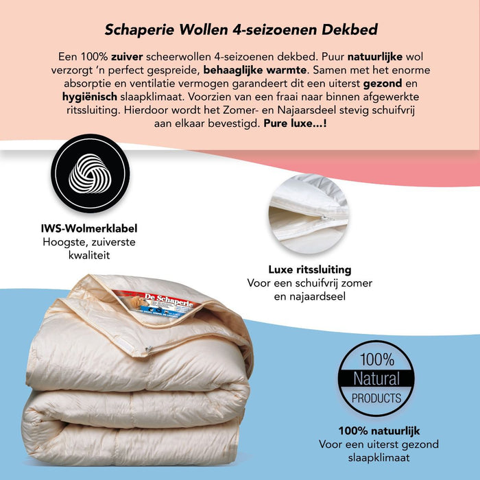 De Schaperie - Luxe wollen  4-Seizoenen Dekbed - 140x220cm
