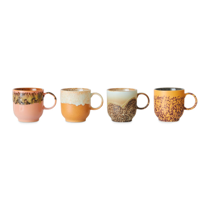 HKliving 70's Ceramics Koffiekop 0,25 L - Set van 4 - Cape