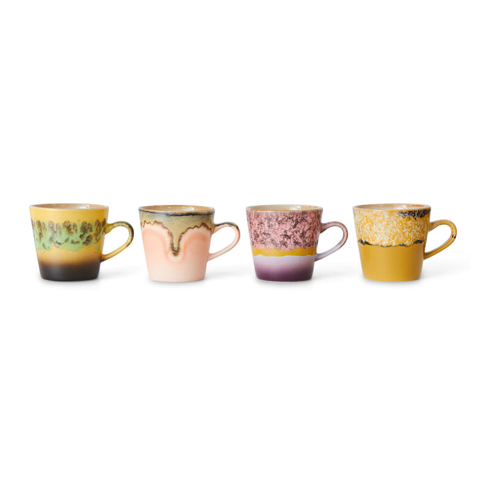HKliving 70's Americano Mok 0,26 L - Set van 4 - Radiant
