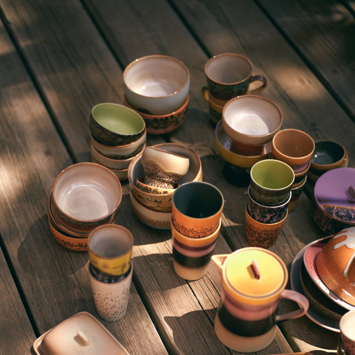 HKliving 70's Ceramics Lungo Mok 0,24 L - Set van 2 - Coral