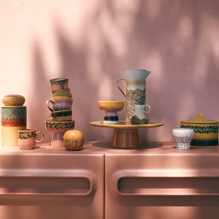 HKliving 70's Ceramics Lungo Mok 0,24 L - Set van 2 - Coral