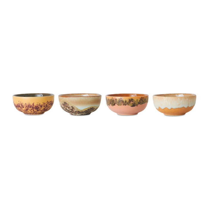 HKliving 70's Ceramics Kommetjes Ø 8,3 cm - Set van 4 - Marine