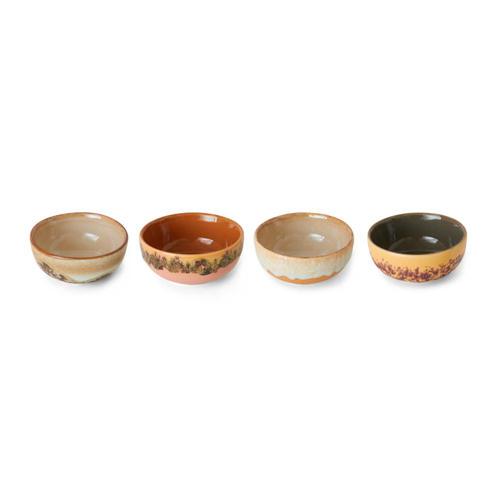 HKliving 70's Ceramics Kommetjes Ø 8,3 cm - Set van 4 - Marine