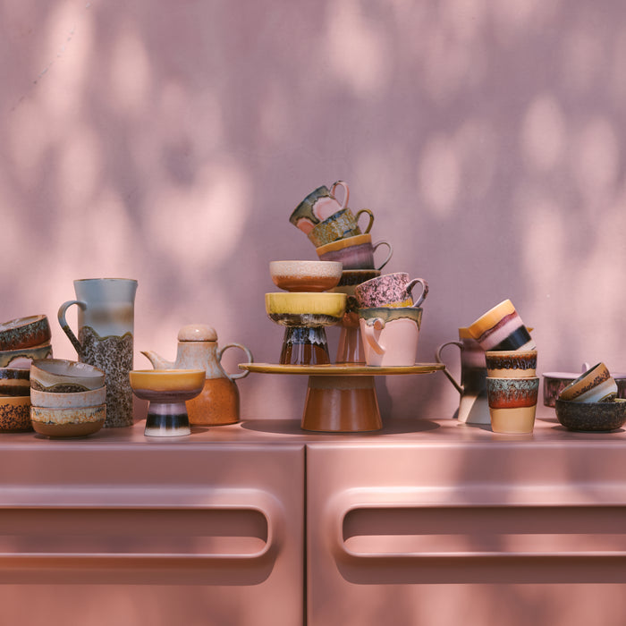 HKliving 70's Ceramics Kommetjes Ø 8,3 cm - Set van 4 - Marine