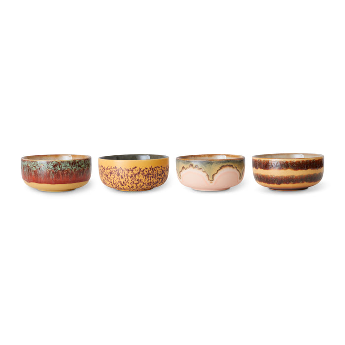 HKliving 70's Ceramics Dessert Kommen Ø 12,5 cm - Set van 4 - Harbour