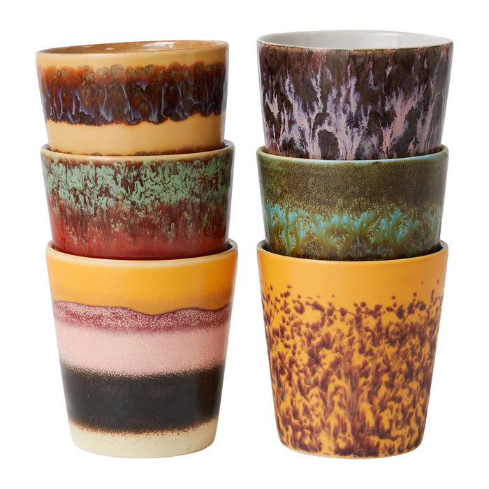 HKliving 70's Ceramics Mokken 0,23 L - Set van 6 - Valley
