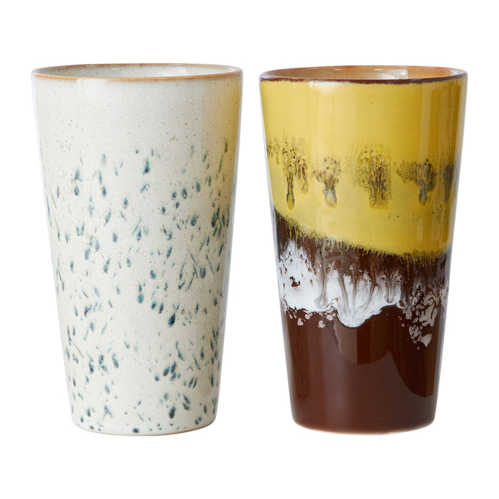 HKliving 70's Ceramics Latte Mok 0,3 L - Set van 2 - Brine