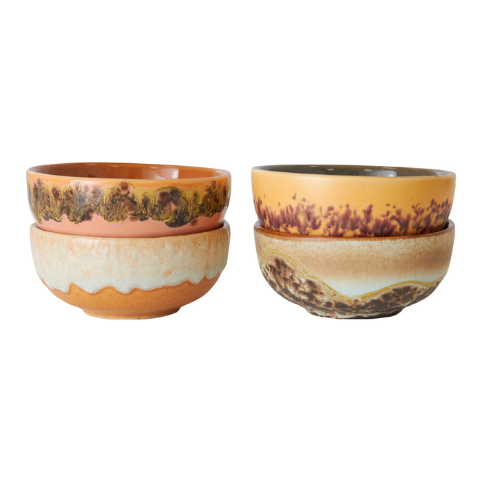 HKliving 70's Ceramics Kommetjes Ø 8,3 cm - Set van 4 - Marine