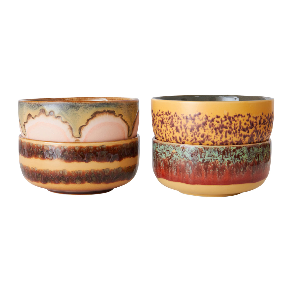 HKliving 70's Ceramics Dessert Kommen Ø 12,5 cm - Set van 4 - Harbour