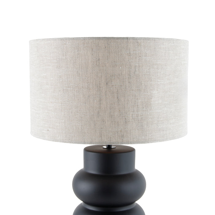 QAZQA Design tafellamp zwart 17 cm stoffen kap lichtgrijs 35 cm -