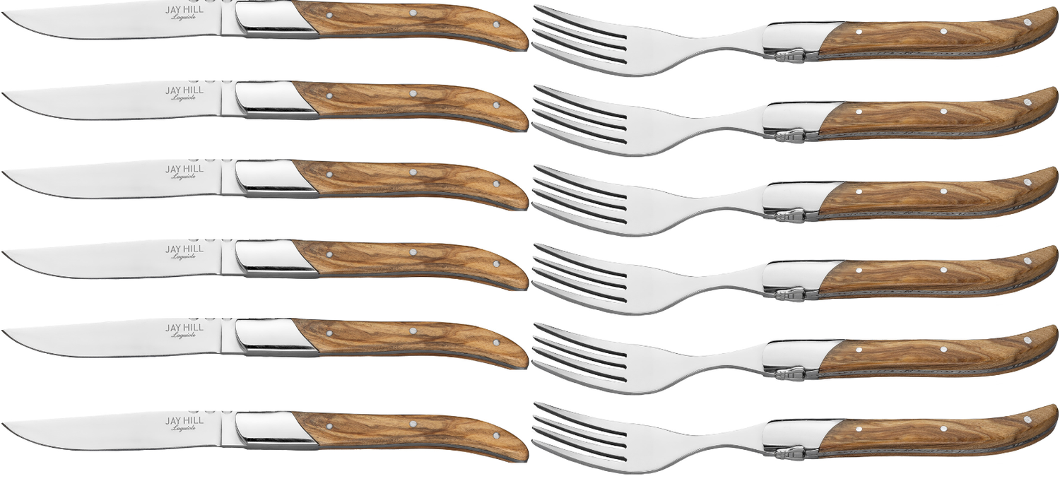 Jay Hill Steakbestek Laguiole - Olijfhout - 12 Stuks