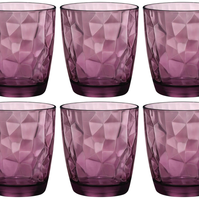 Bormioli Rocco Waterglazen Diamond - Paars - 300 ml - 6 stuks
