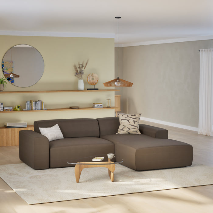 NADUVI Collection Nina Hoekbank Rechts - Velvet - Donkerbruin