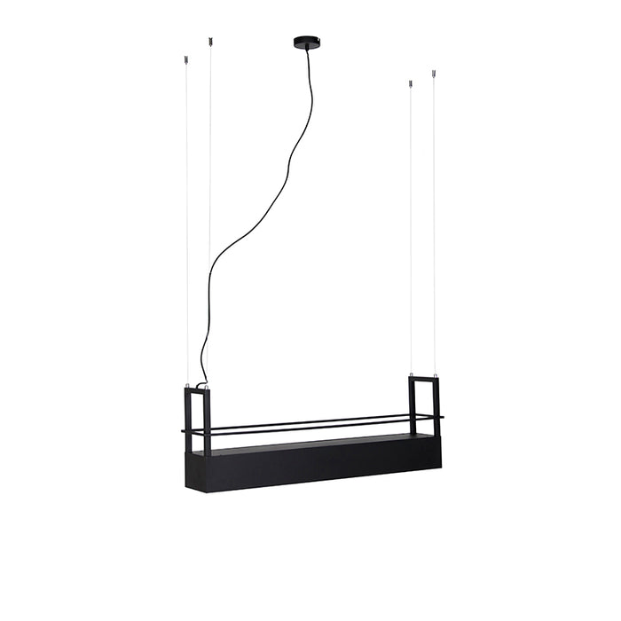 QAZQA Industriële hanglamp zwart met rek 4-lichts GU10 - Cage Rack