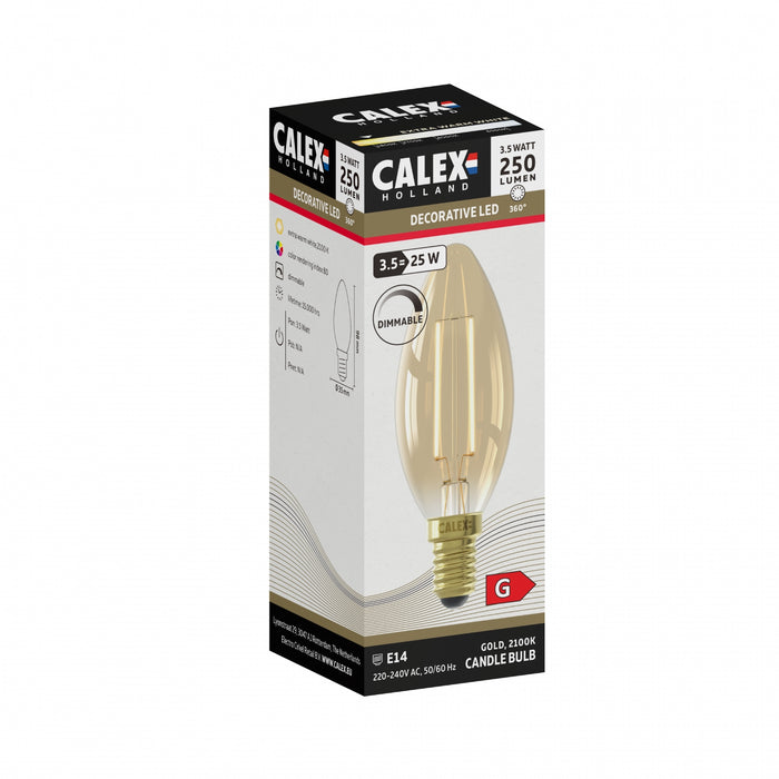 Calex Lichtbron E14  Goud - Glas - 4x10x4cm (BxHxD)