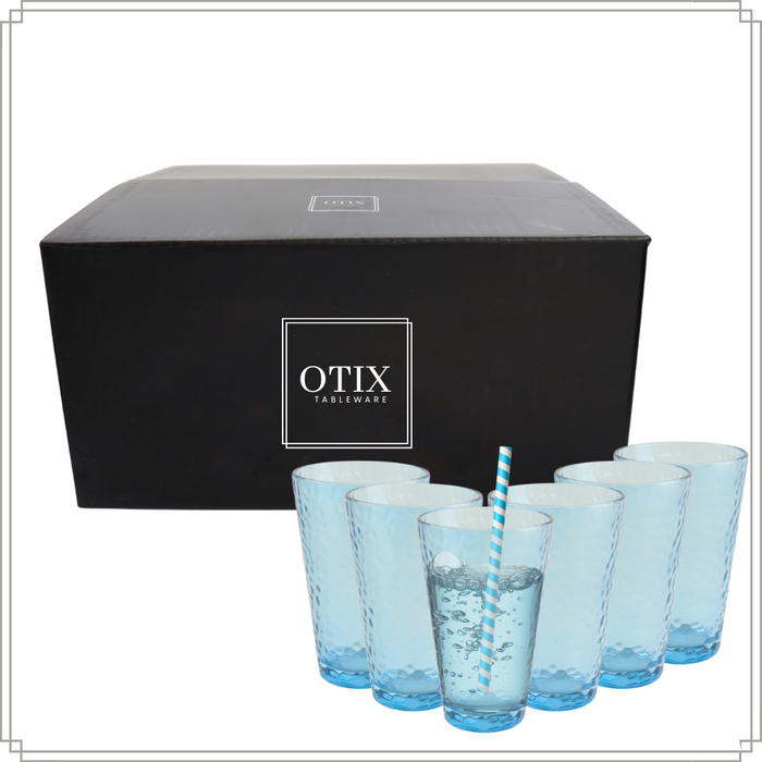 OTIX Waterglazen Longdrink Glazen Set van 6 Stapelbaar 300ml Gehame...