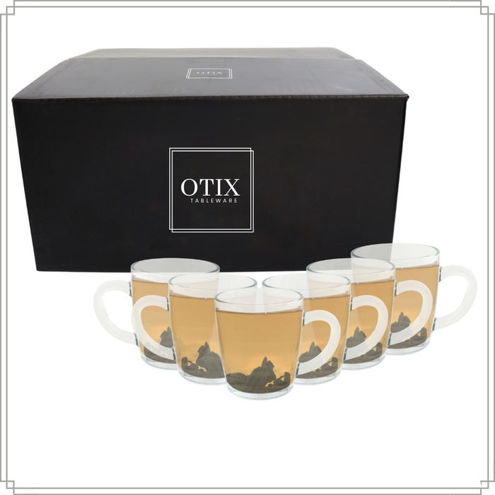 OTIX Theeglazen met Oor 6 stuks Theetassen 340ml Glas Cappuccino La...