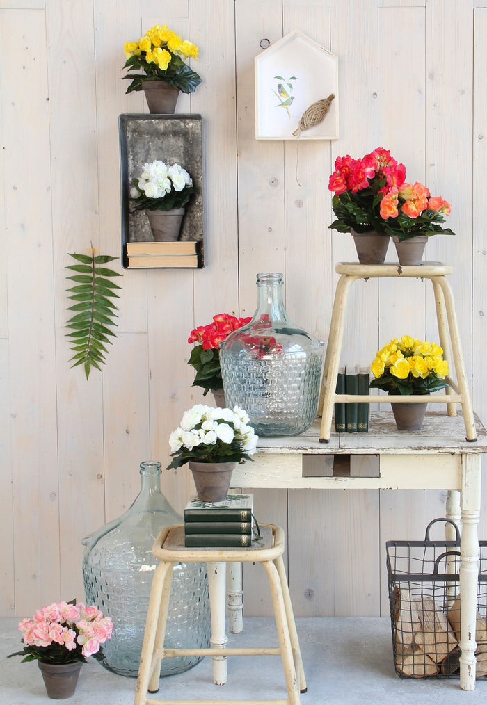 Mica Decorations Begonia Kunstplant - H30 x Ø25 cm - Wit