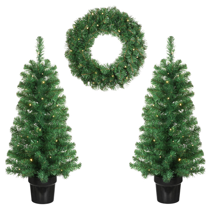 Black Box Trees Norton Set van 2 Kunstkerstbomen en 1 Kerstkrans - LED