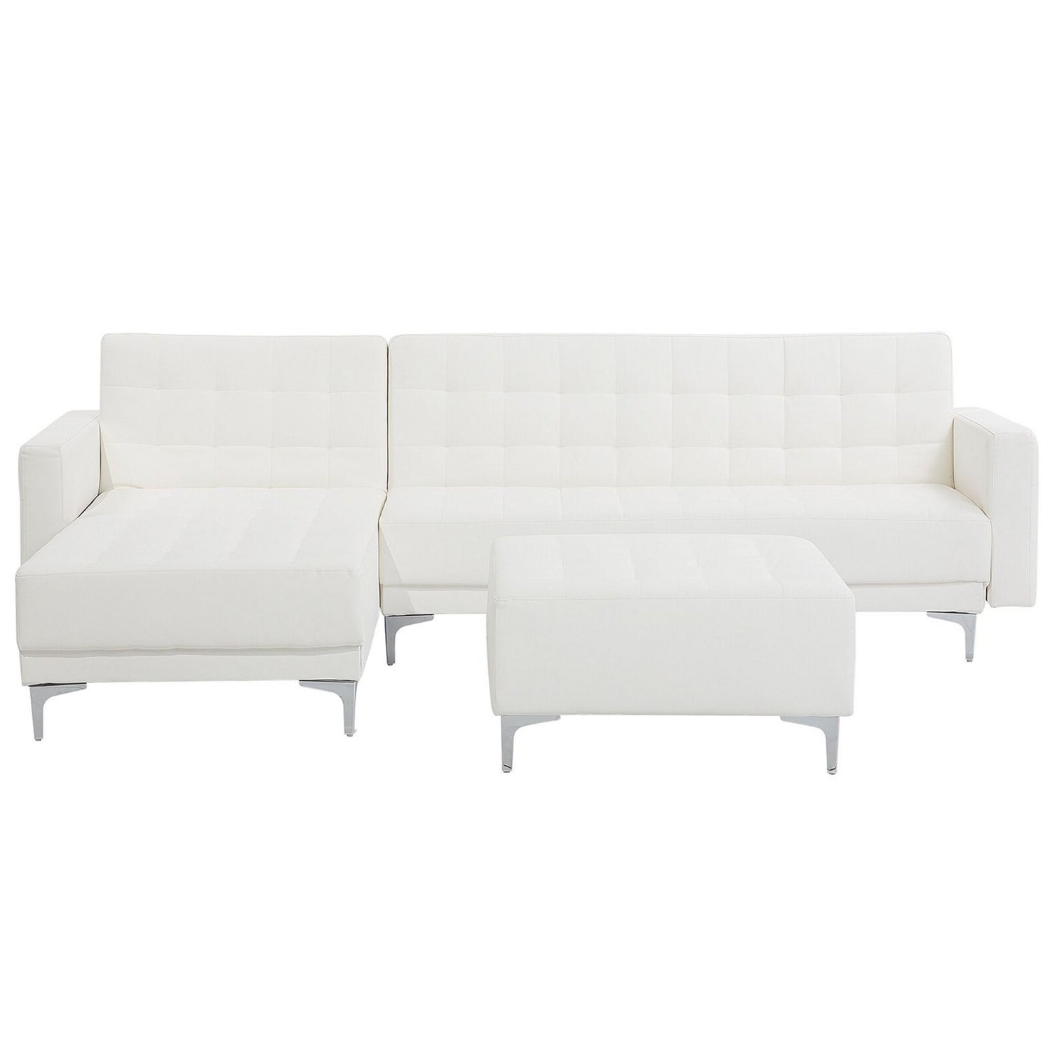 Beliani-ABERDEEN-Hoekslaapbank ottomaan-Wit-Rechts-267 cm-Kunstleer