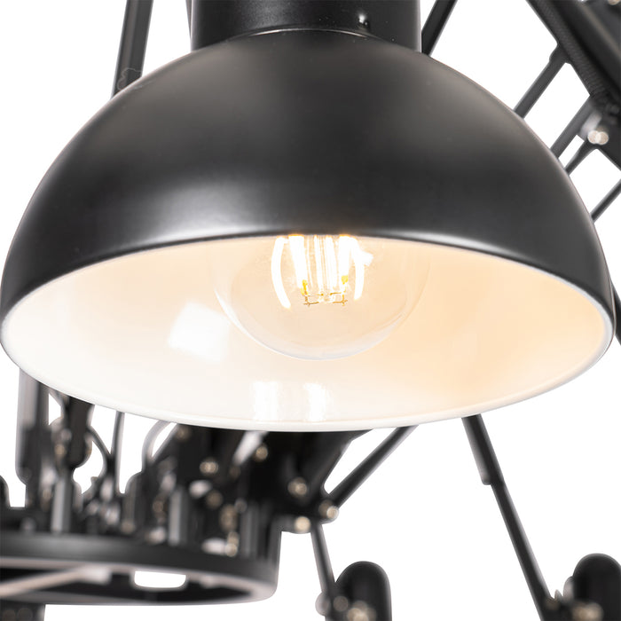 QAZQA Industriële hanglamp zwart 16-lichts verstelbaar - Hobby Spinne