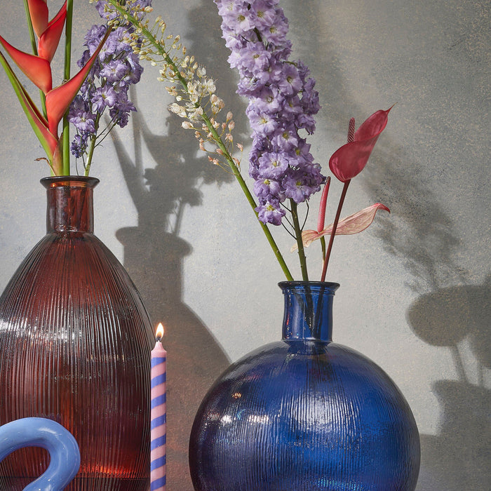 Mica Decorations Firenza Fles Vaas - H42 x Ø34 cm - Donkerblauw